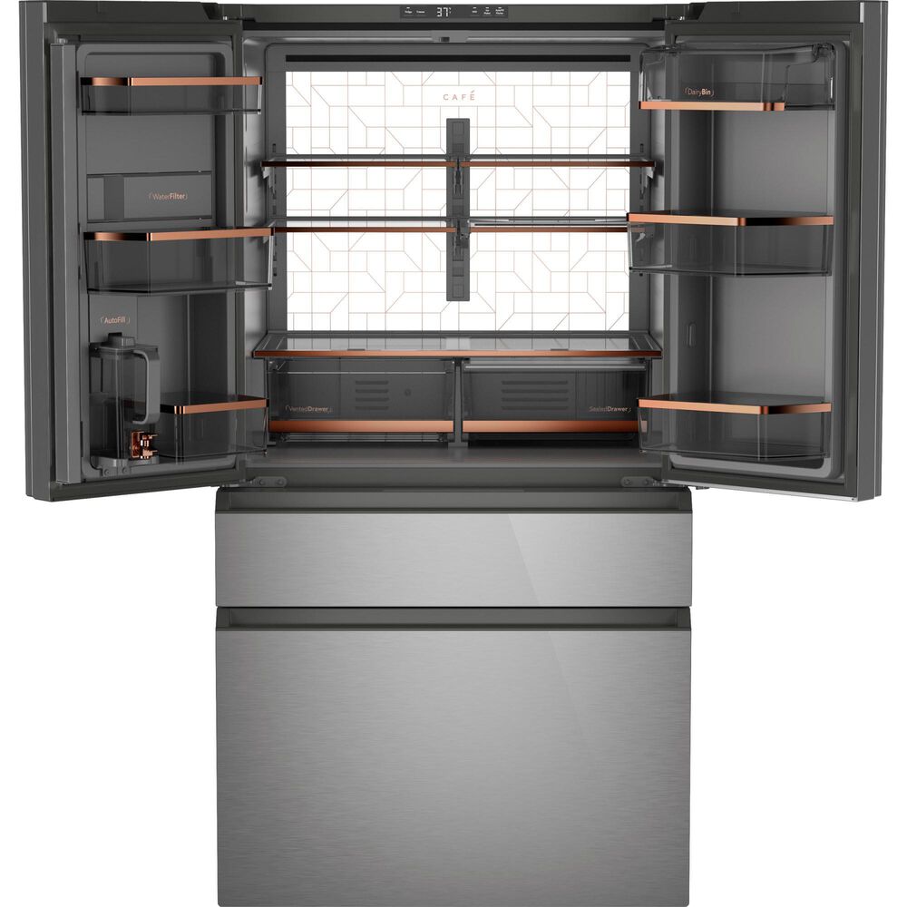 Cafe 23.2 Cu. Ft. Smart Counter-Depth 4-Door French-Door Refrigerator in Platinum Glass With Dual-Dispense AutoFill Pitcher, , large