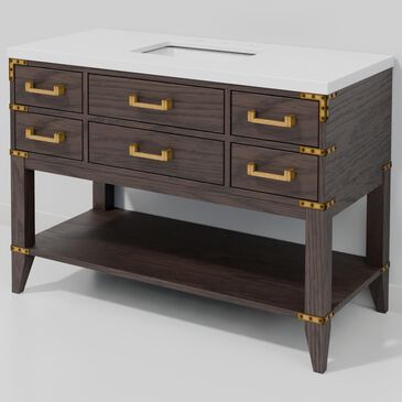 Lexora Home Norwalk 48" Single Bathroom Vanity in Brown Oak with White Cultured Marble Top and Rectangular Sink, , large