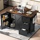 HOMLUX 55" Farmhouse Kitchen Island with Power Outlet in Black, , large