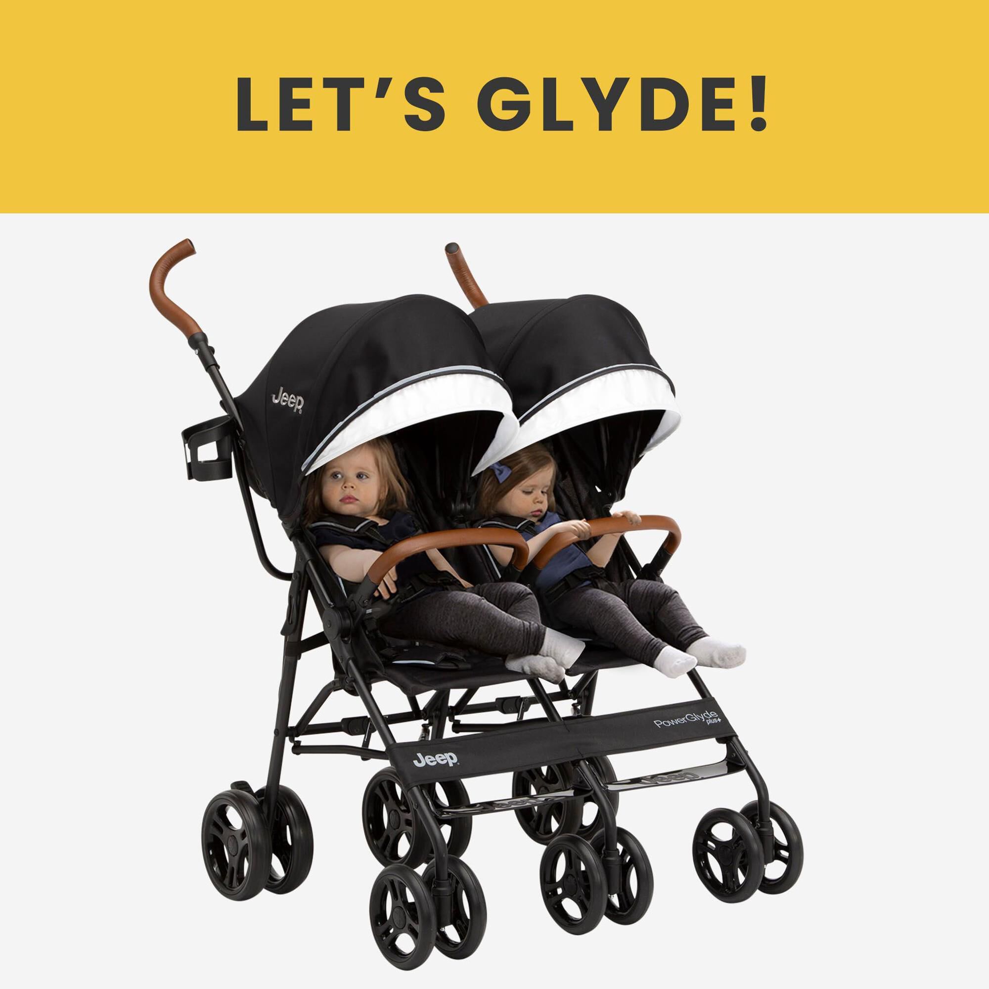 Delta Jeep PowerGlyde Plus Side By Side Double Stroller in Black NFM