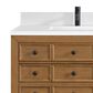 James Martin Malibu 72" Double Bathroom Vanity in Amber Birch with Single Hole 3 cm White Zeus Quartz Top and Rectangular Sinks, , large