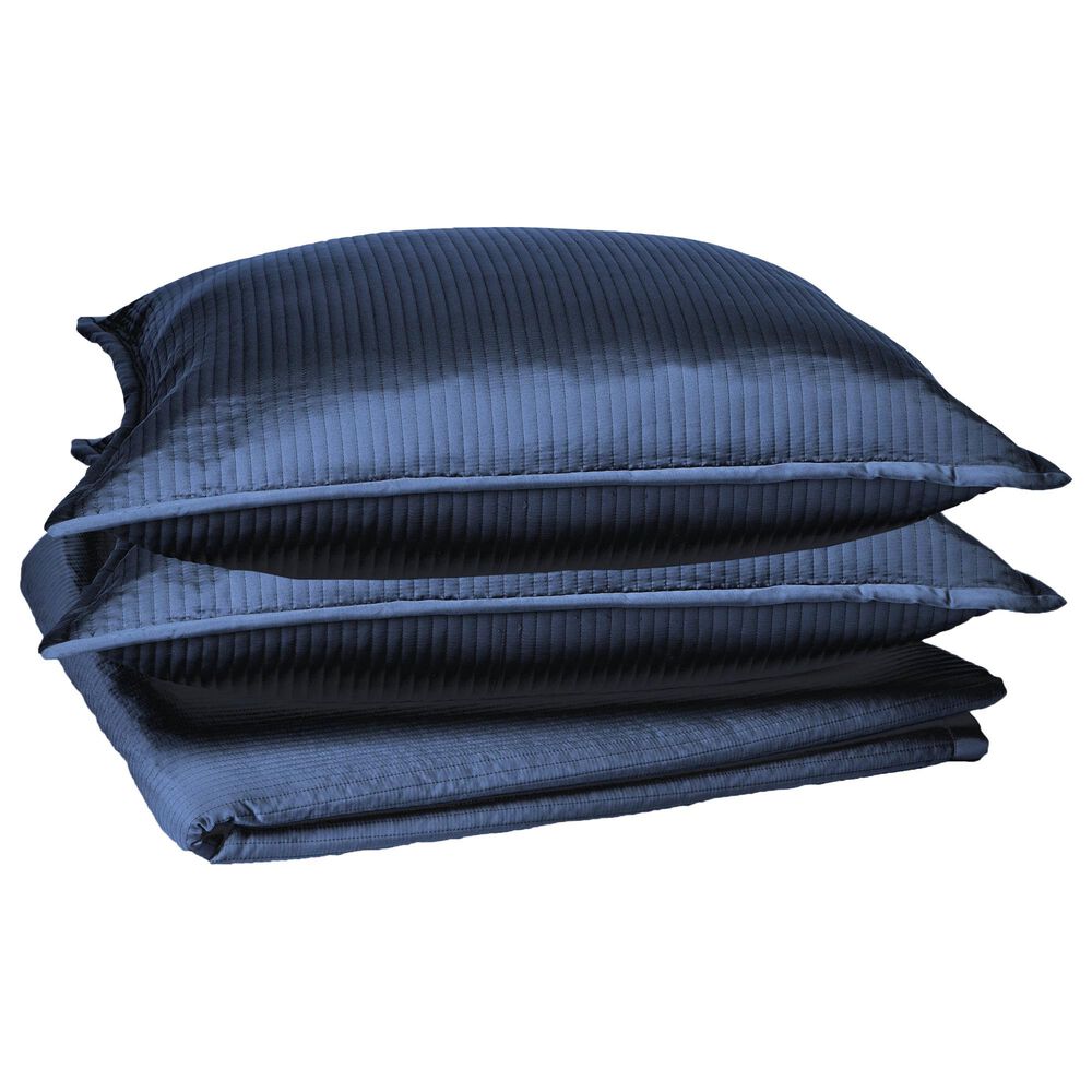 Ann Gish Linea 3-Piece Queen Coverlet Set in Navy, , large