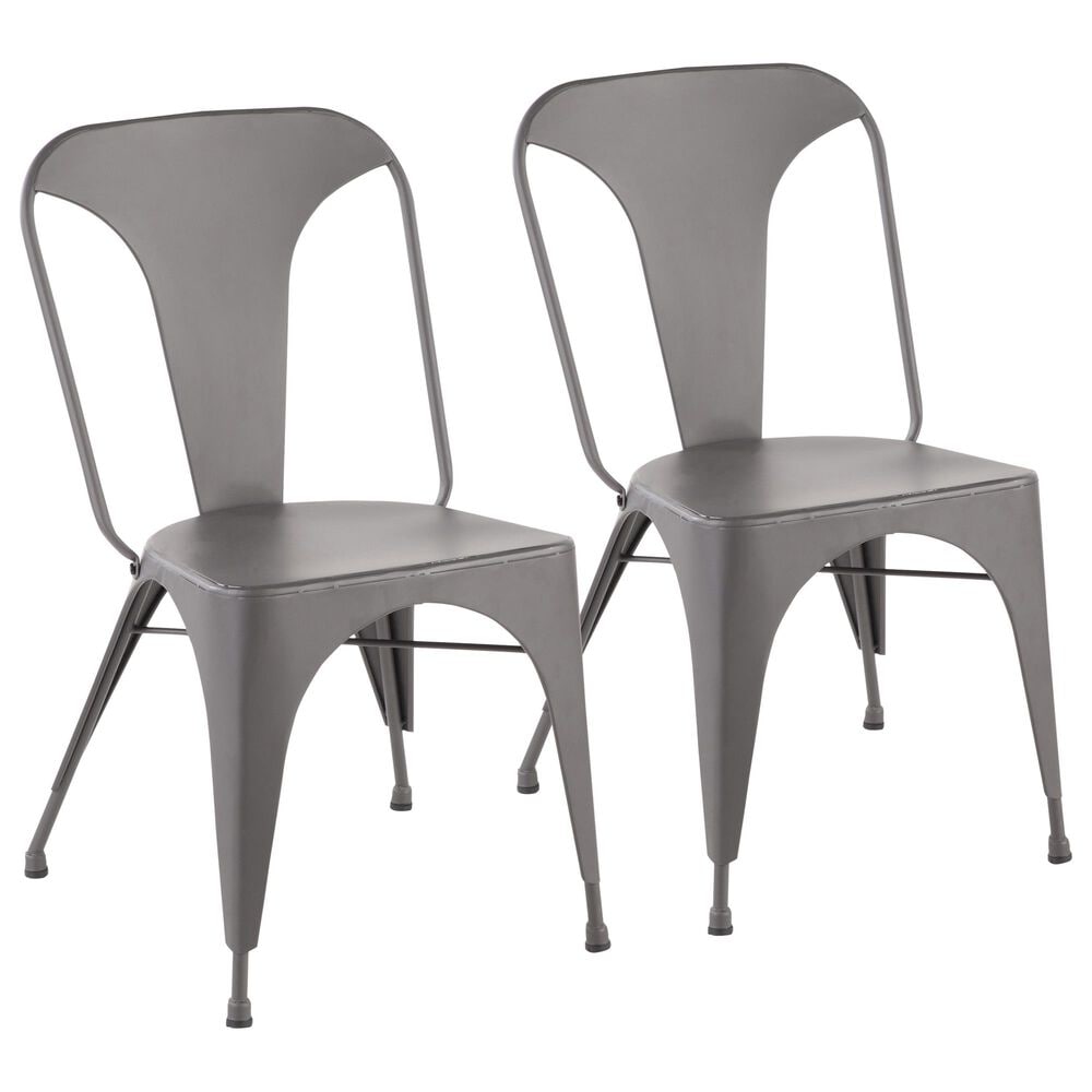Lumisource Austin Dining Chair in Matte Grey/Matte Grey (Set of 2), , large