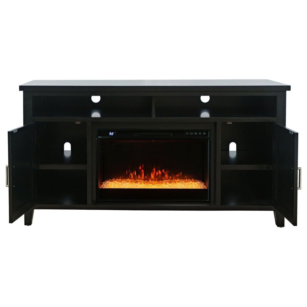 Jofran Urban Icon 60&quot; Electric Fireplace Media Console in Black, , large