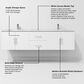 Lexora Home Geneva 72" Double Bathroom Vanity in Glossy White with 2 cm White Carrara Marble Top and Rectangular Sinks, , large