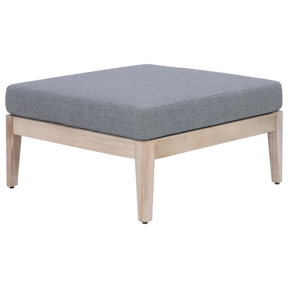 Linon Home Decor Summerlyn Patio Ottoman with Natural Frame in Grey, , large