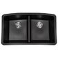 MS International 32.5" 50/50 Undermount Double Bowl Kitchen Sink in Matte Black, , large