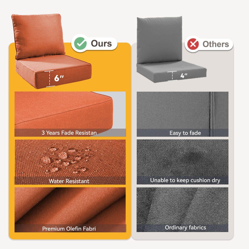 Sunwell Garden 24" Outdoor Seat and Back Cushion Set in Orange (Set of 2), , large