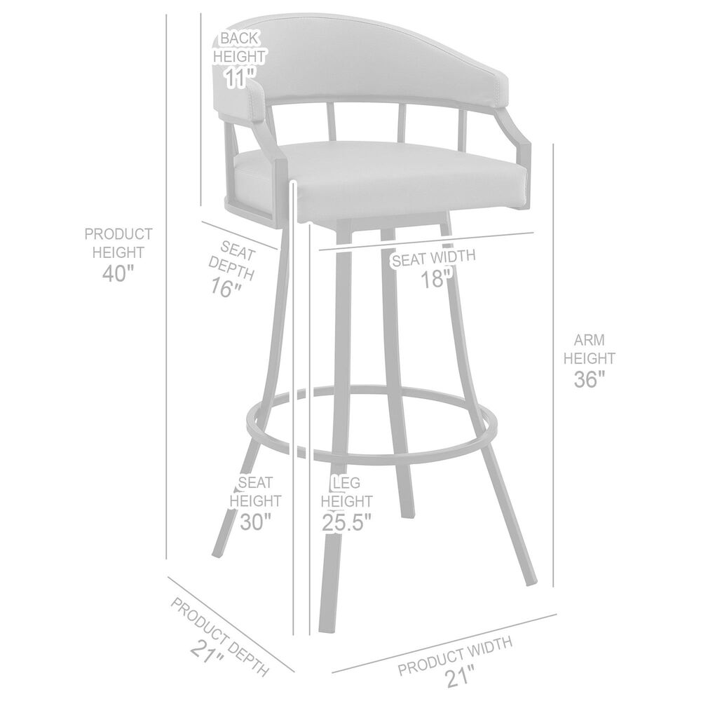 Blue River Valerie 30&quot; Swivel Barstool with White Cushion in Silver, , large