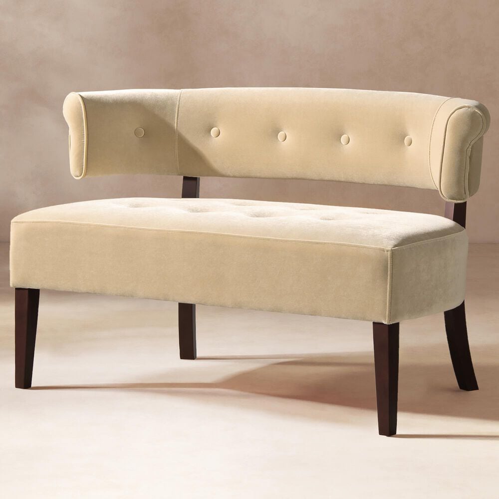 Jennifer Taylor Home Jared Bench Settee in Fawn Brown Velvet, , large