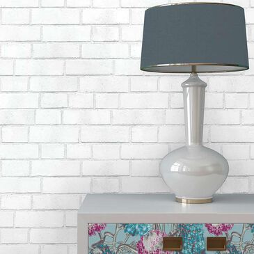 Tempaper 28 sq ft.Brick White Peel and Stick Wallpaper, , large