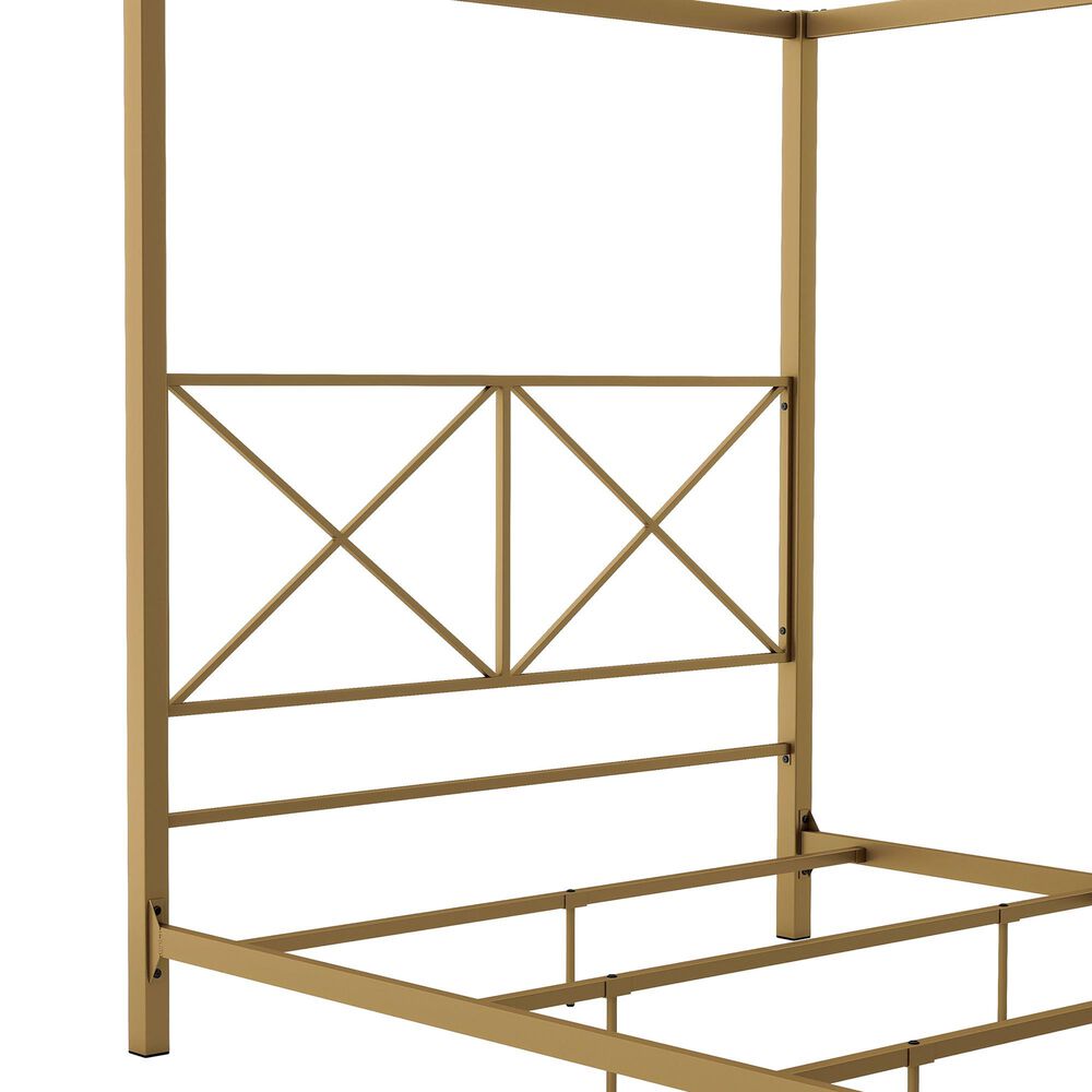 Furniture of America Rosadale Queen X-Cross Canopy Bed in Gold, , large