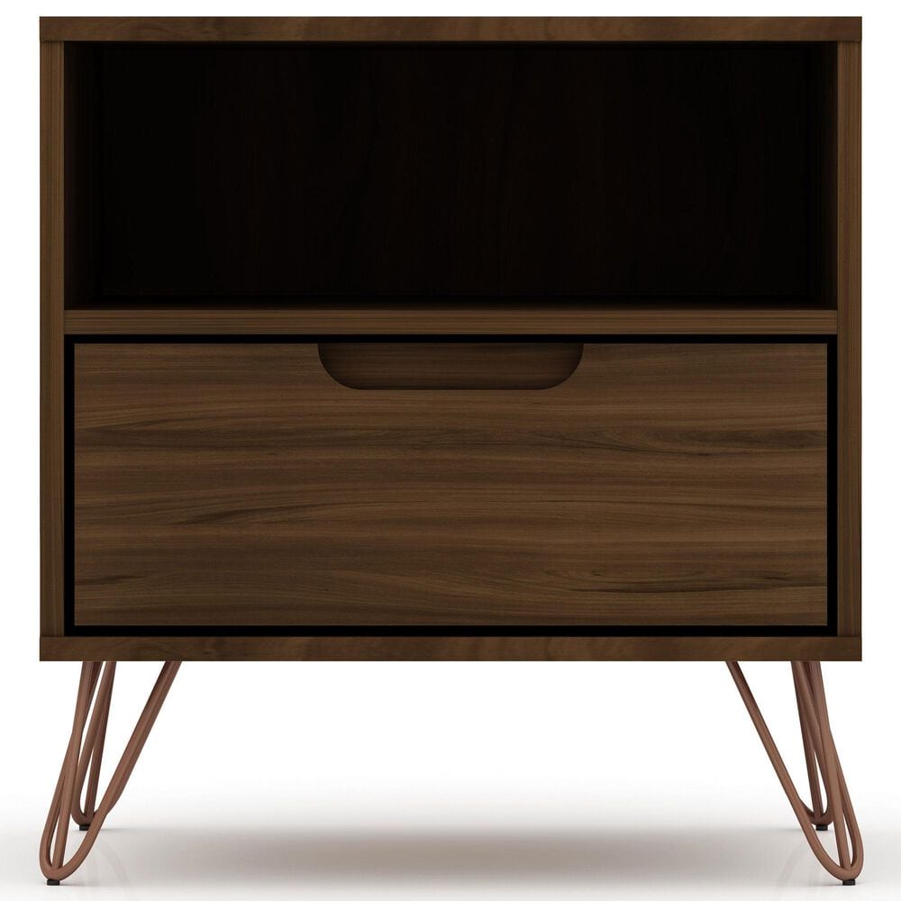 Dayton Rockefeller 1 Drawer Nightstand in Brown, , large