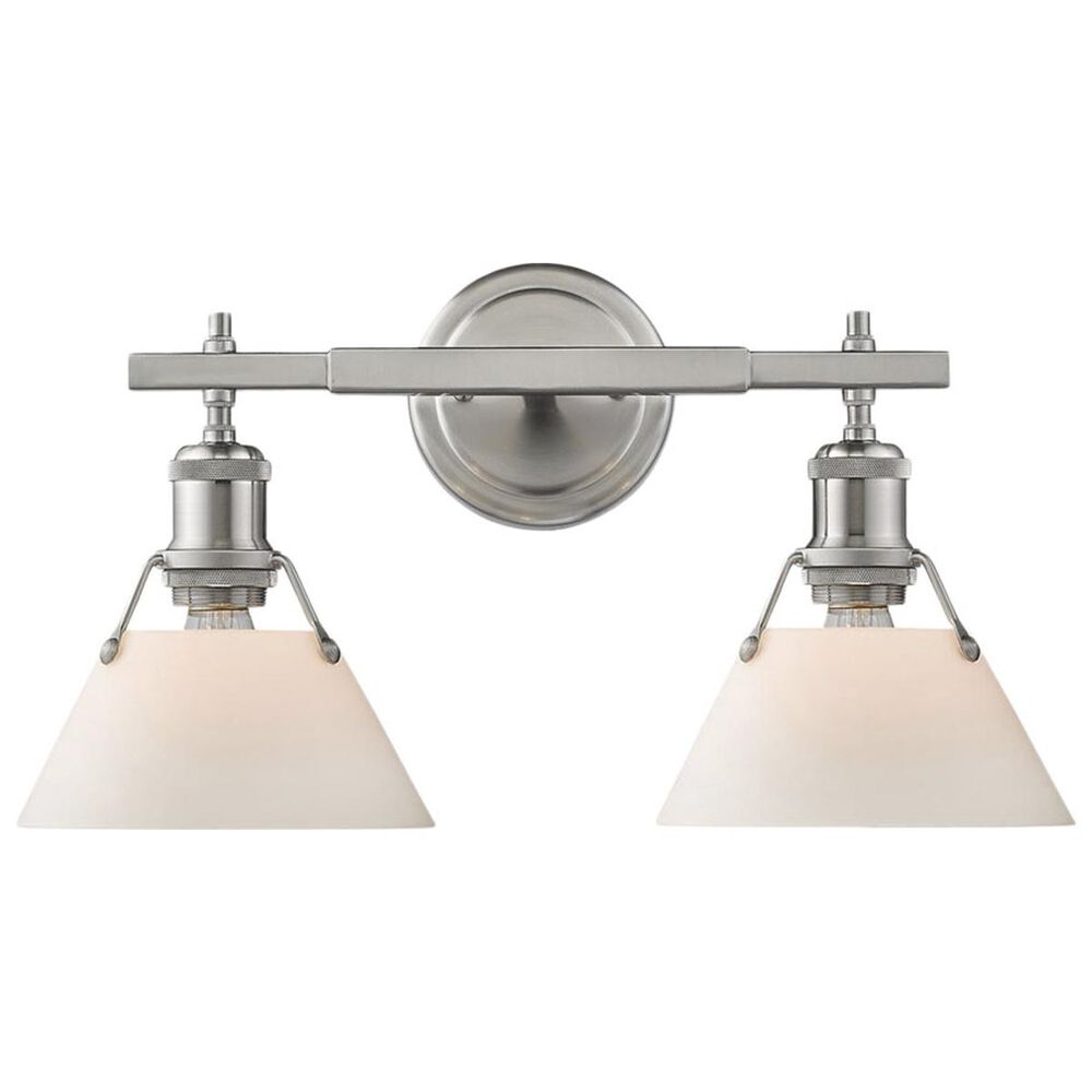 Golden Lighting Orwell PW 2-Light Bath Vanity in Pewter with Opal Glass Shade, , large