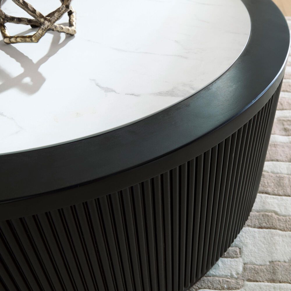 Ashley Grayman Round Coffee Table in Matte Black, , large