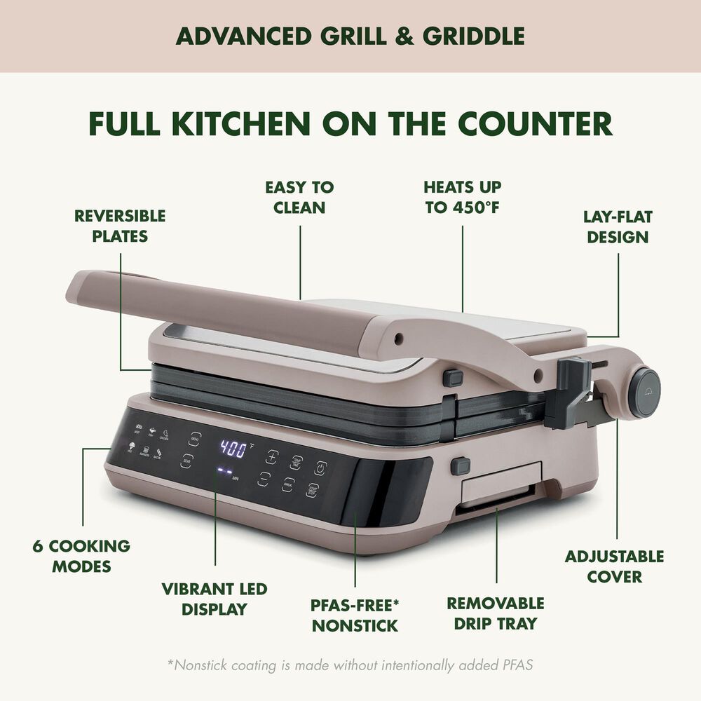 Green Pan 14.5" Advanced Contact Grill and Griddle in Clay, , large