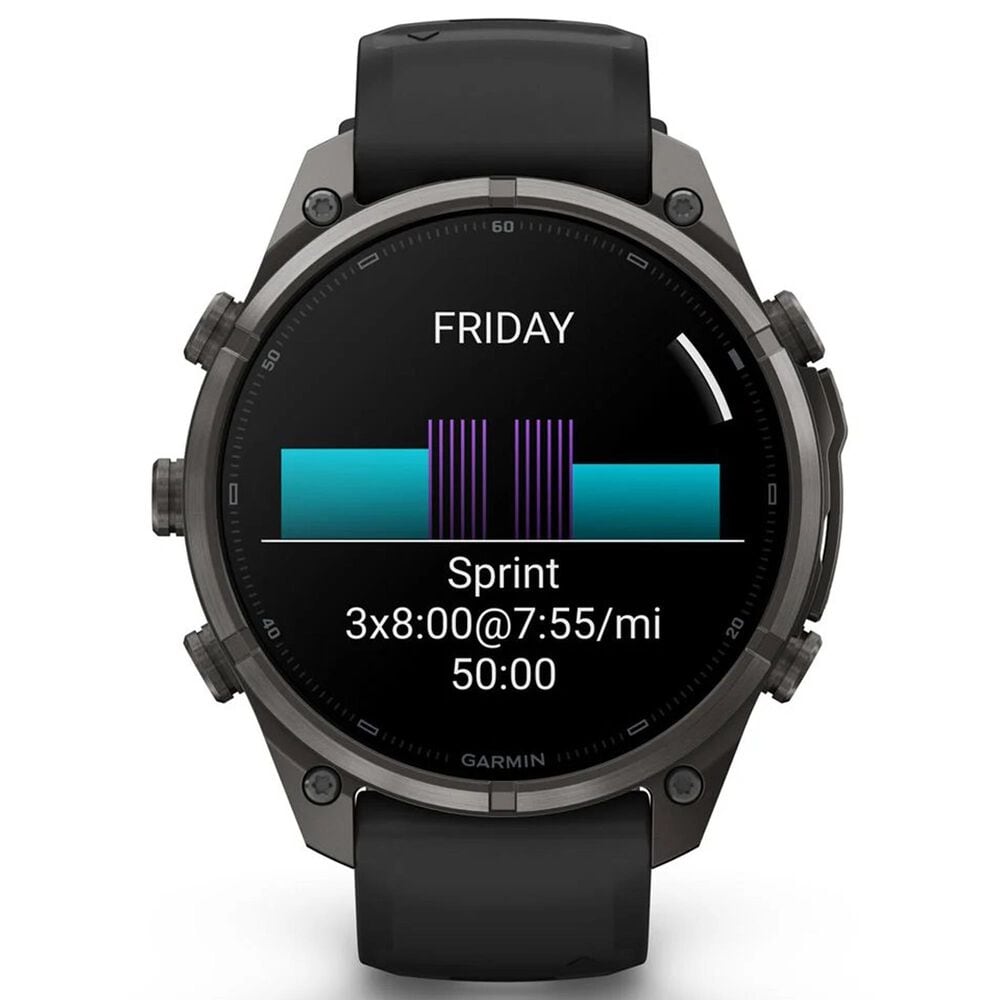 Garmin fenix 9 Pro Smartwatch 47mm Carbon Gray DLC Titanium with Black and Pebble Gray Silicone Band, , large