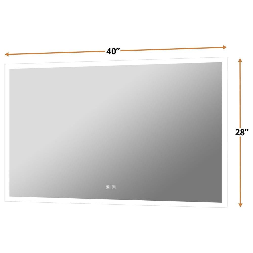 Lexora Home Aurorium 40" x 28" LED Vanity Mirror in White, , large