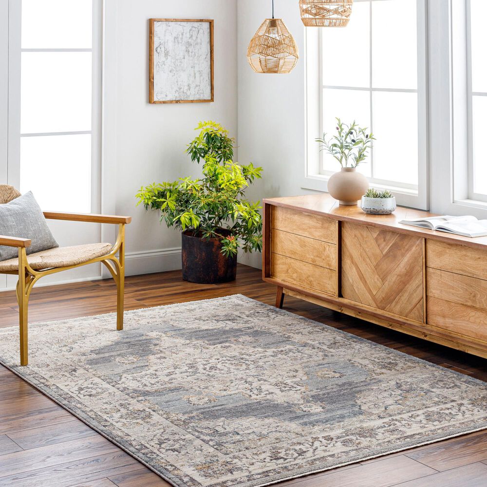 Surya Aida 5&#39; x 7&#39;9&quot; Ivory, Gray, Charcoal, Tan and Deep Teal Area Rug, , large