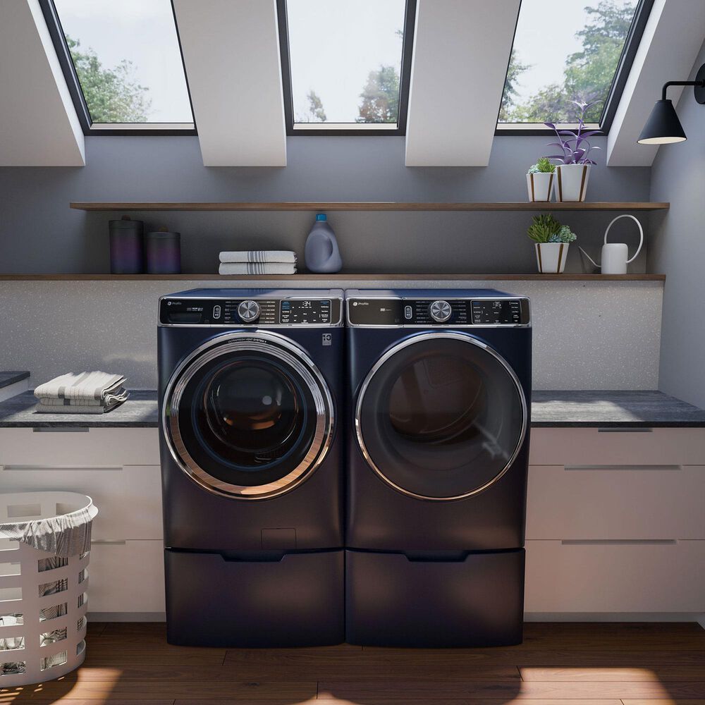 GE Profile 7.8 Cu. Ft. Smart Front Load ElectricDryer in Sapphire Blue, , large