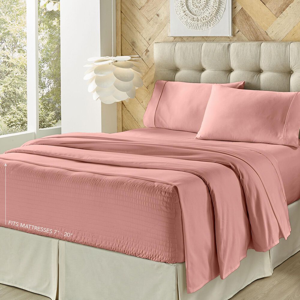 J. Queen New York Royal Fit 4-Piece Full Sheet Set in Rose, , large