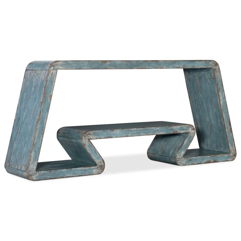 Hooker Furniture Commerce and Market Inside Track Console Table in Distressed Blue, , large