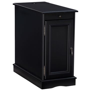 Linon Home Decor Barron Accent Table with USB Charging Station in Black, , large