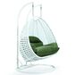 Leisuremod 2-Seat Hanging Egg Swing Chair with Dark Green Cushion in White, , large