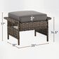 Sunwell Garden Outdoor Ottoman with Gray Cushion in Brown (Set of 2), , large