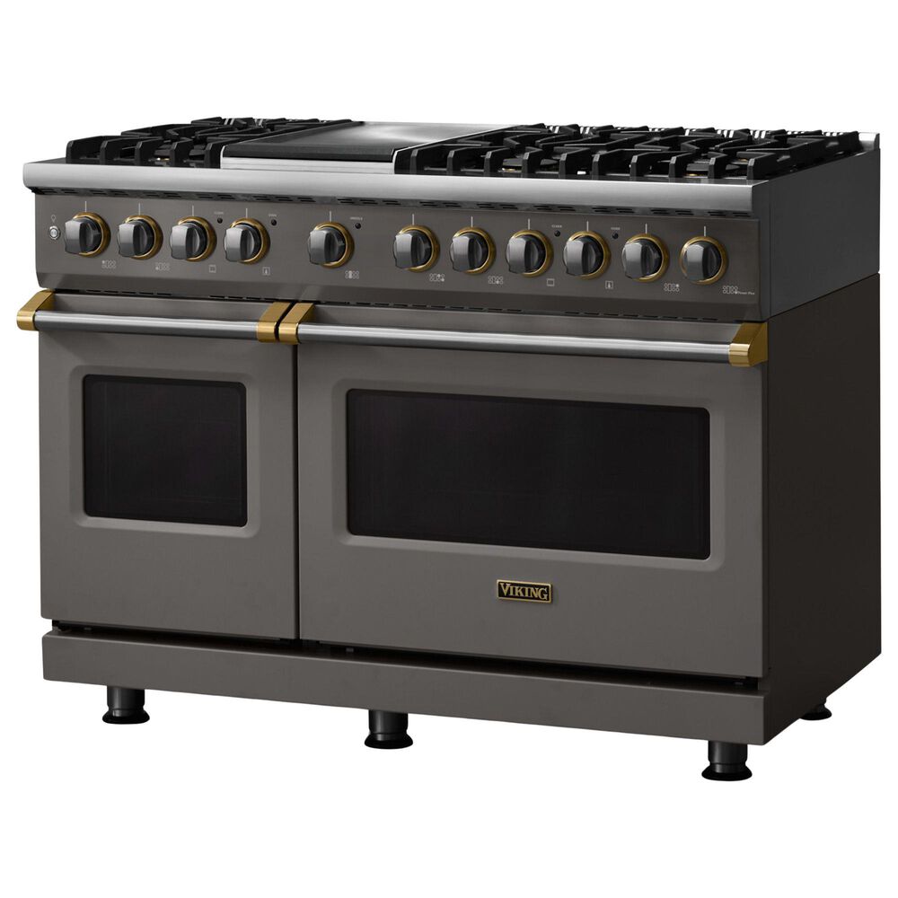 Viking Range 48" Freestanding Sealed Dual Fuel Convection Range in Damascus Gray, , large