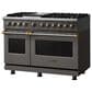 Viking Range 48" Freestanding Sealed Dual Fuel Convection Range in Damascus Gray, , large