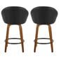 LumiSource Matisse 26" Swivel Counter Stool with Black Faux Leather Upholstery in Walnut and Black (Set of 2), , large