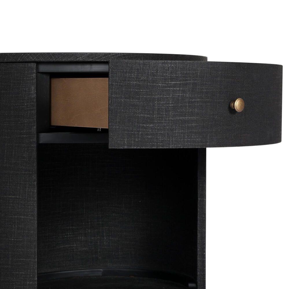Four Hands Amelia Oval 1 Drawer Nightstand in Black, , large