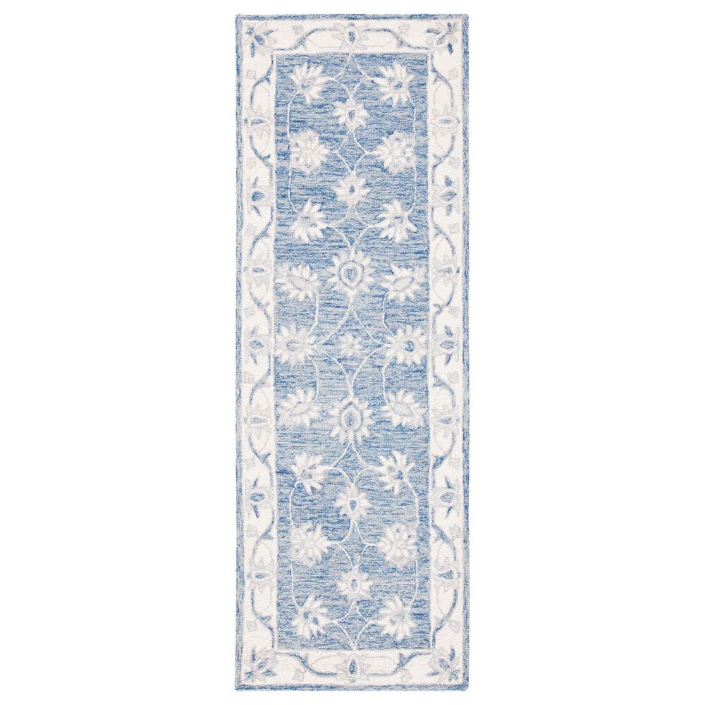 Safavieh Micro-Loop MLP536M 2"3" x 8" Blue and Ivory Runner, , large