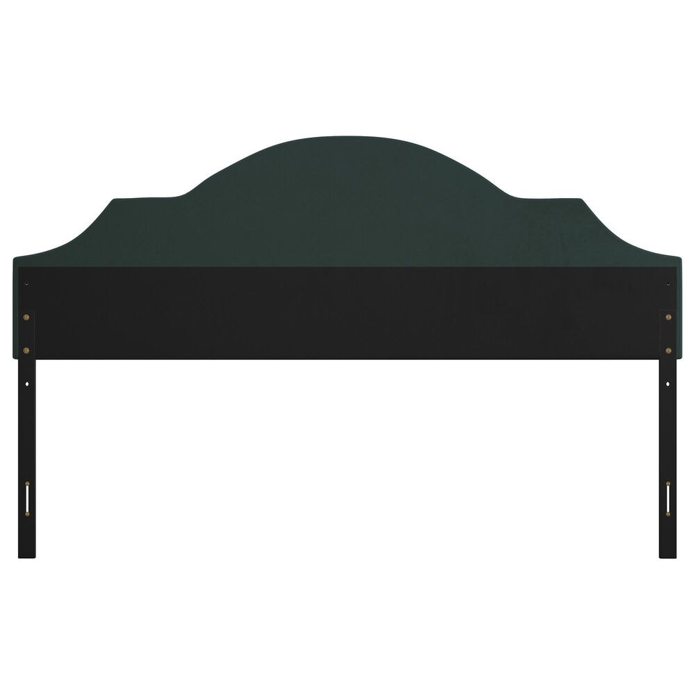 The Monday Company Cynthia Upholstered King Adjustable Headboard with Nickel Nail Heads in Green Velvet, , large