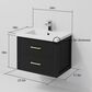 Lexora Home Castor 24" Single Bathroom Vanity in Black with White Acrylic Top and Rectangular Sink, , large