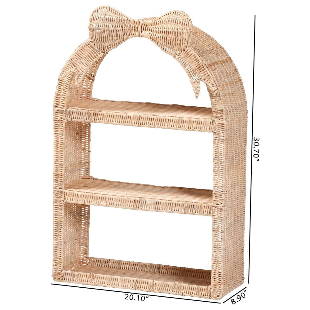 Baxton Studio Creusa 3-Tier Arched Wall Shelf in Natural Brown, , large