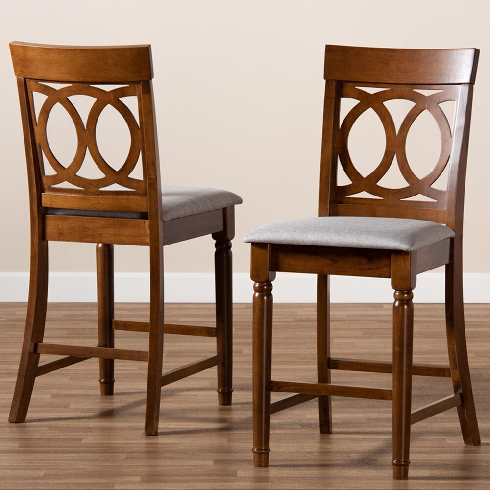 Baxton Studio Violet Counter Height Chair in Grey/Walnut (Set of 2), , large