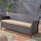 Hearth and Haven ST Lucia Outdoor Sofa with Tan Cushion in Brown, , large