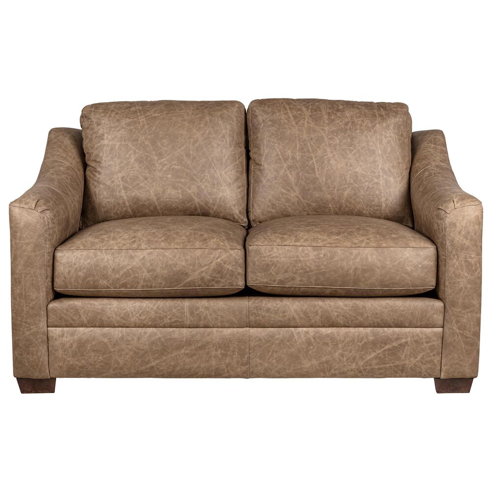 Hickorycraft Leather Stationary Loveseat in Winslow, , large