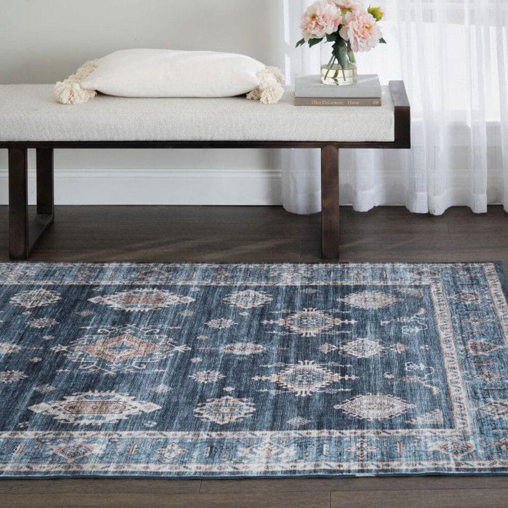 Central Oriental Rugease Velveteen Raquel Navy and Light Blue 7&#39;6&quot; x 9&#39;6&quot; Area Rug, , large