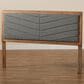 Baxton Studio Iden Queen Panel Headboard with Dark Grey Fabric in Walnut Brown, , large
