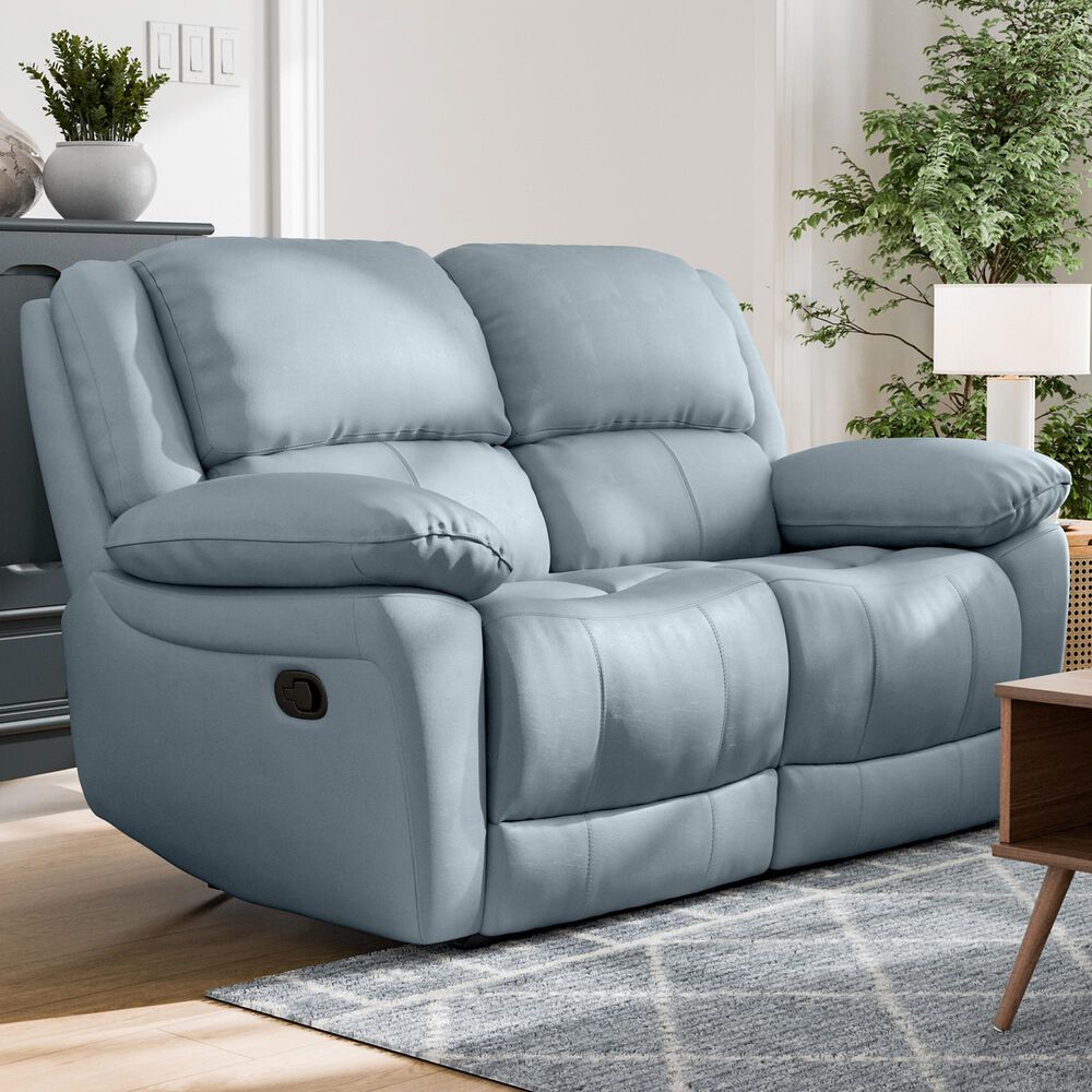 Furniture of America Glarus Manual Reclining Loveseat in Powder Blue, , large