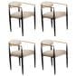 Morden Fort Modern Boucle Arm Chair with White Cushion in Black and Gold (Set of 4), , large