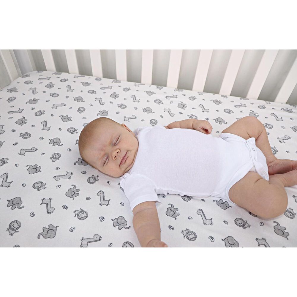 Trend Labs Safari Deluxe Flannel Fitted Crib Sheet in White NFM