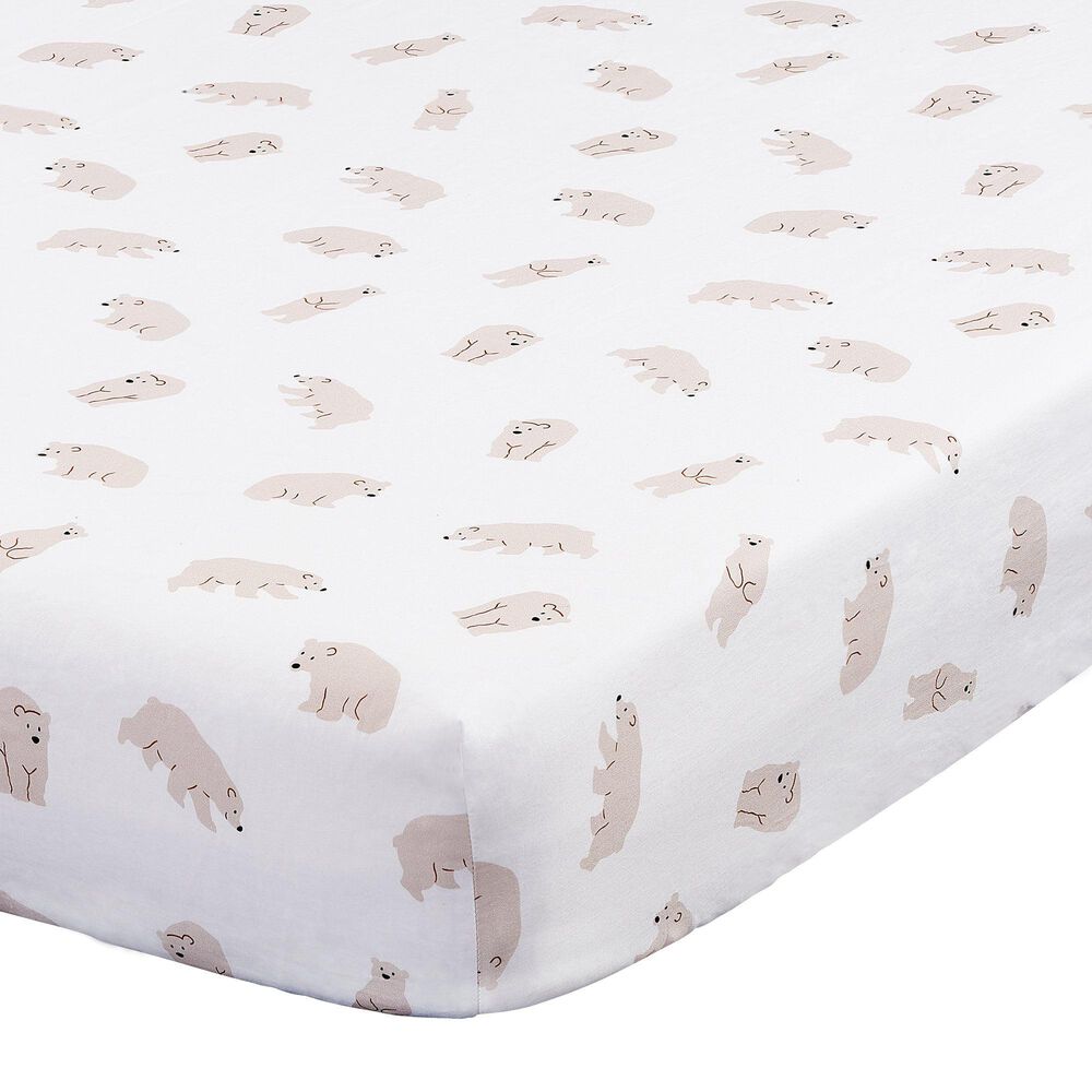 Oxford Baby Beary Cute 3-Piece Baby Crib Nursery Bedding Set in White and Beige, , large