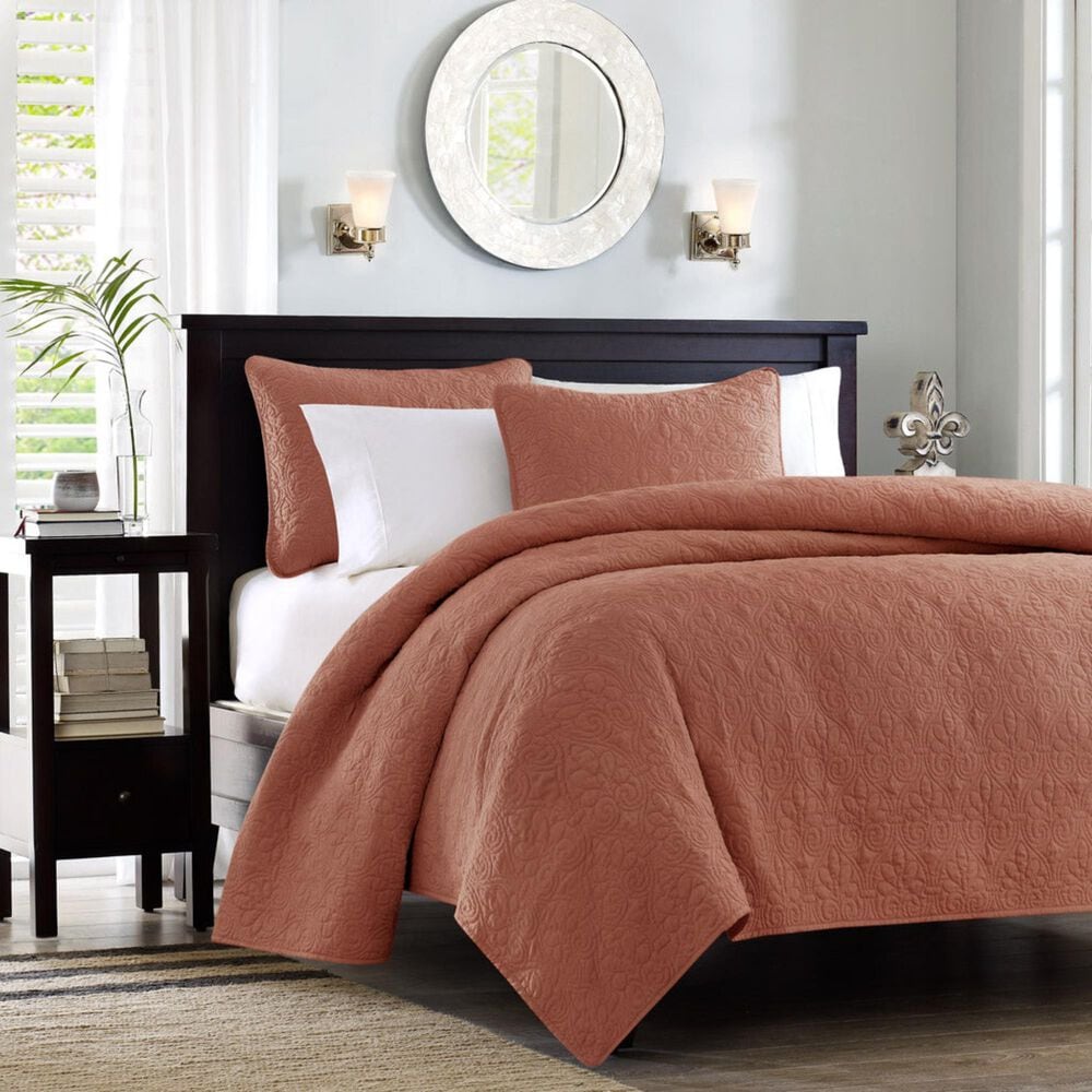 Hampton Park Quebec 3-Piece Full/Queen Quilt Set in Clay Red, , large