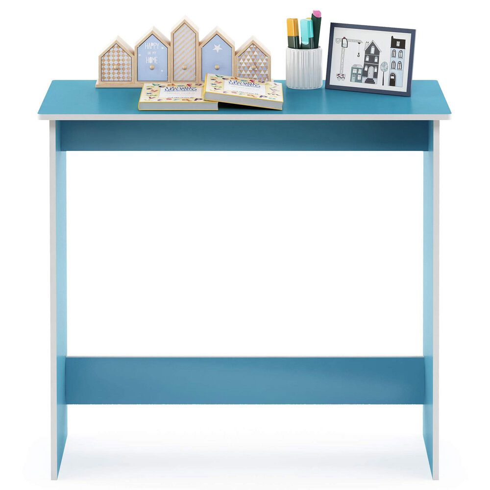 HOMLUX Modern Computer Desk in Light Blue and White, , large