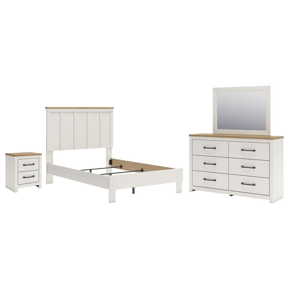 Ashley Linnocreek 4-Piece Full Bedroom Set in White and Warm Brown, , large
