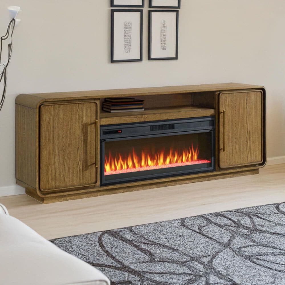 A Plus International.Inc Barrique 84&quot; Fireplace TV Stand in Warm Pecan, , large